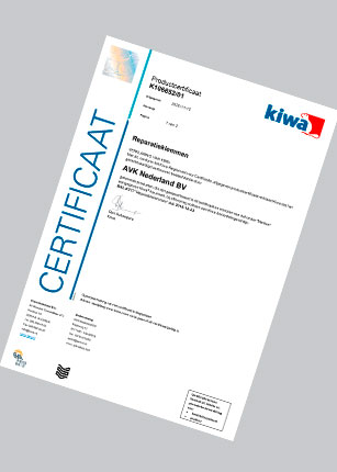 Kiwa productcertificaat serie roestvast stalen reparatieklemmen